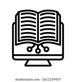 Digital Learning Line Vector Illustration On White Background.