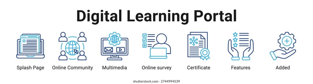 Digital Learning Portal web banner icon vector illustration.