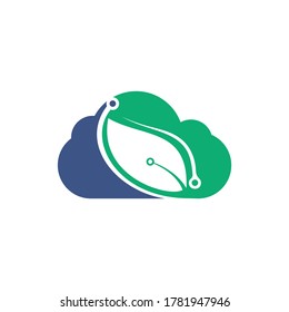 Diseño del logotipo vectorial de hojas digitales. Concepto del logotipo de la tecnología Fast Leaf.
