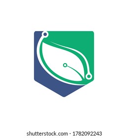 Digital leaves vector logo design. Fast Leaf technology logo concept.