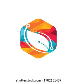 Diseño del logotipo vectorial de hojas digitales. Concepto del logotipo de la tecnología Fast Leaf.