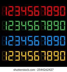 Digital LED number dial. Electronic clock. Vector illustration