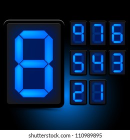 Digital LED Numbers. Grouped Elements, Vector Illustration