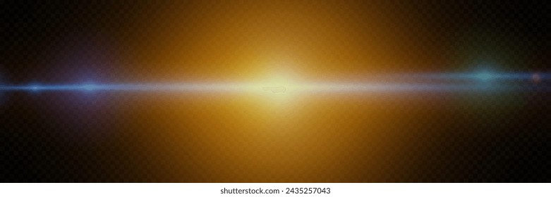 Digital lens flash with bright light, natural lamp light, flare and reflection of light on camera lens isolated on transparent background.