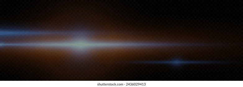 Digital lens flash with bright light, natural lamp light, flare and reflection of light on camera lens isolated on transparent background.