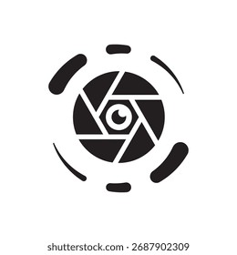 Digital lens icon. Abstract rotating shutter, technology and motion feel.