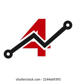 Digital Letter 4 Technology Icon Logo Design. Business, Investment, Financial Logo on Letter 4 Template