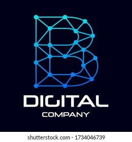 Plantilla de logotipo vectorial de letra digital b. Este diseño utiliza tecnología y símbolo de punto. Adecuado para marca de identidad.