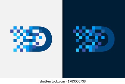 Digital Letter D Logo Design.