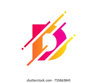 Digital Letter D Pixel Icon Logo Design Element