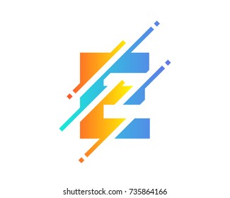 Digital Letter E Pixel Icon Logo Design Element