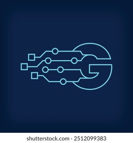 Digital LETTER G sign logo. Creative corporate technical, digital and connection logo template. vector