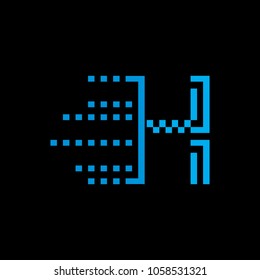 digital letter H logo template