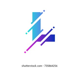 Digital Letter L Pixel Icon Logo Design Element