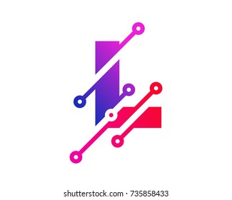 Digital Letter L Technology Icon Logo Design Element