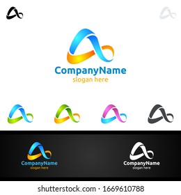 Digital Letter A Logo Design