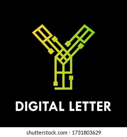 Ilustración de diseño de logotipo de letra digital. hay letra y
