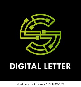 Ilustración de diseño de logotipo de letra digital. hay fuentes s