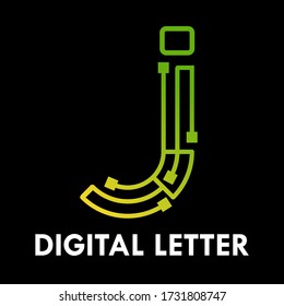 Digital letter logo design template illustration. there is font j