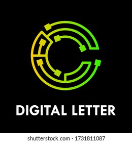 Digital letter logo design template illustration. there is font c
