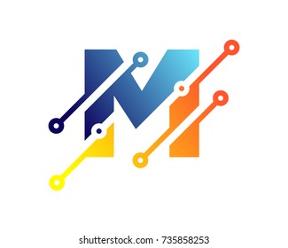 Digital Letter M Technology Icon Logo Design Element