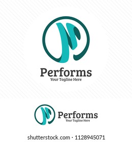 Digital letter p logo design vector, modern and colorful style.