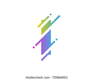 Digital Letter I Pixel Icon Logo Design Element