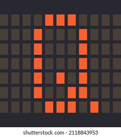 Digital Letter q, Led orange color and a dark background, Vector illustration