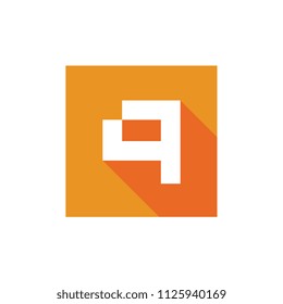 Digital Letter Q Vector Logo, Q Icon Design Combined With Orange Square