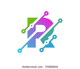 Digital Letter R Technology Icon Logo Design Element