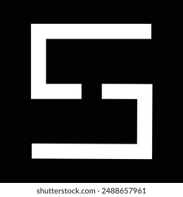 Logo Digital Letter S Icon, Combinado Con Forma Cuadrada, Ilustración En Blanco Y Negro eps 10.