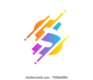 Digital Letter S Pixel Icon Logo Design Element