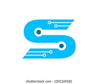 Digital Letter S Technology Icon Logo Design Element