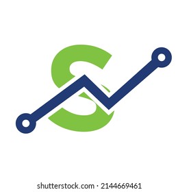 Digital Letter S Technology Symbol Logo Design. Geschäfts-, Investitions-, Finanz- und Logo-Vorlage für Buchstaben S