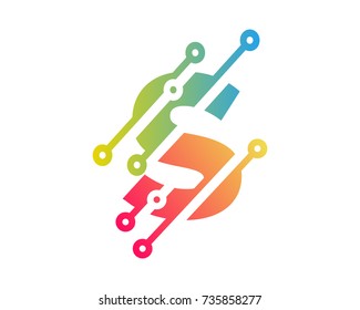 Digital Letter S Technology Icon Logo Design Element