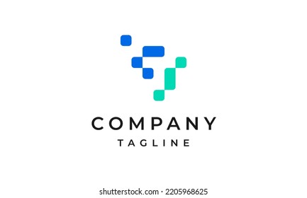 Logotipo de carta digital T para tecnología, software o empresa de TI