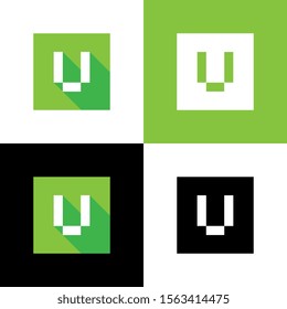 Digital letter U logo icon, vector illustration design