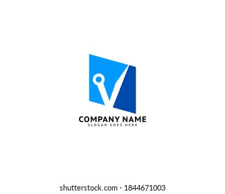 Digital Letter V Technology Icon Logo Design Element