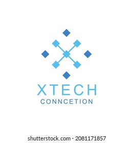 digital letter x logo technology for company and business