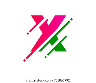 Digital Letter X Pixel Icon Logo Design Element