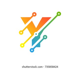Digital Letter Y Technology Icon Logo Design Element