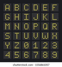 digital letters and numbers display board for airport schedules, train timetables, scoreboard.