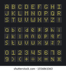 digital letters and numbers display board for airport schedules, train timetables, scoreboard.