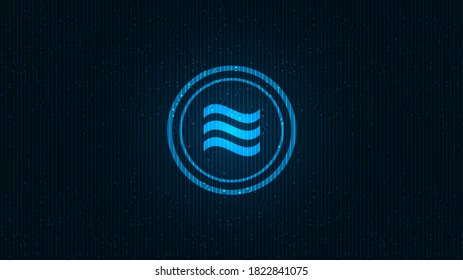 Digital Libra cryptocurrency symbol on Circle digital technology background,Blockchain and Wallet concept design,illustration,Vector.