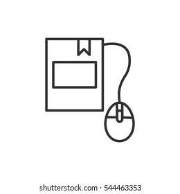 Digital library. Book with a mouse. Online learning