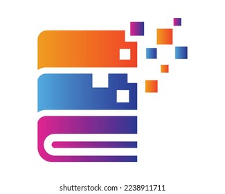 Digital Library or b`ooks logo design elements made with pixels and dot nano tech