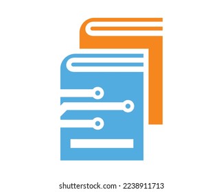 Digital Library or b`ooks logo design elements made with pixels and dot nano tech