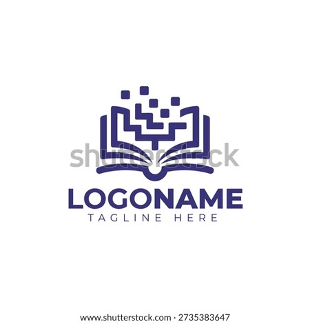 Digital Library and Data Science Logo - Open Book, Pixels, and Information