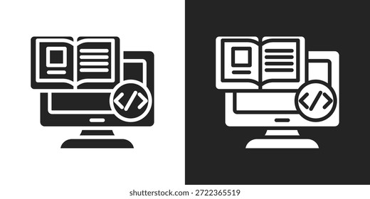 icono de Biblioteca digital en estilo de glifo blanco y negro