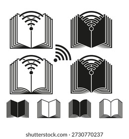 Symbol für digitale Bibliothek. Buchen Sie Wi-Fi. E learning Vector. Bildungs-Signalsymbol. EPS 10.